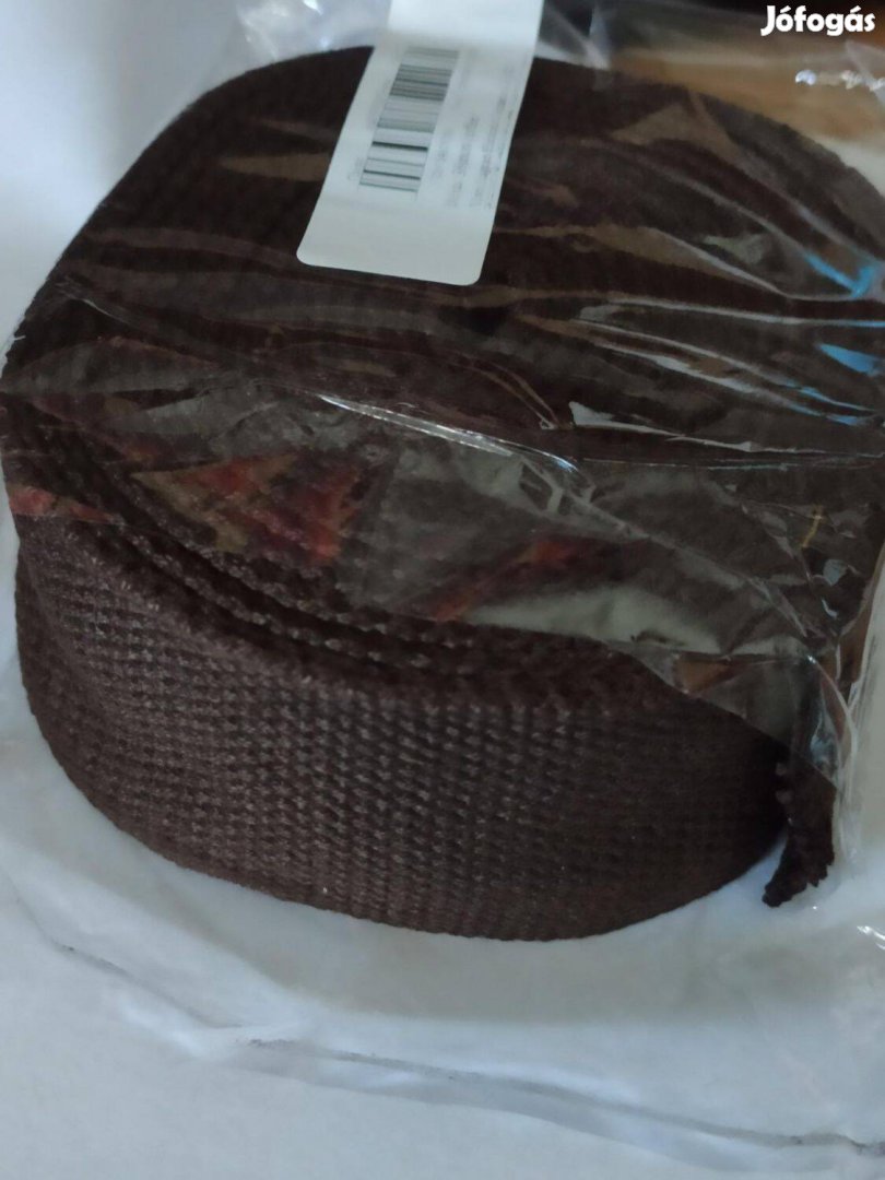 Új pamut táska vállpánt heveder - 3,8 cm 5m sötétbarna