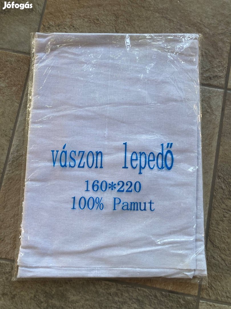 Új pamut vászon lepedő 160 x 220