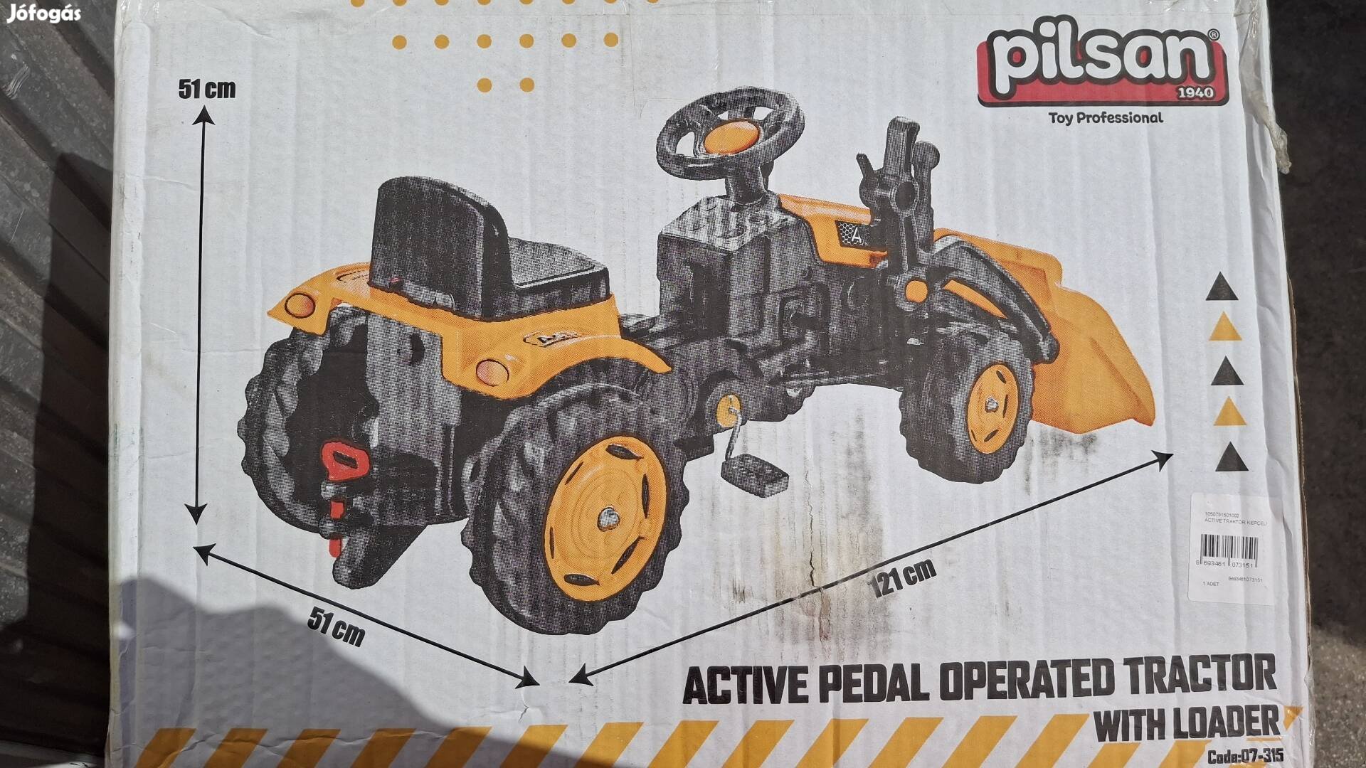 Új pilsan homlokrakodós traktor, pedálos 