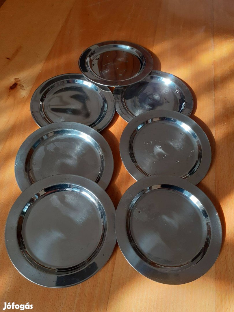 Új rozsdamentes kistányérka alátét átm 10 cm 7db egybe