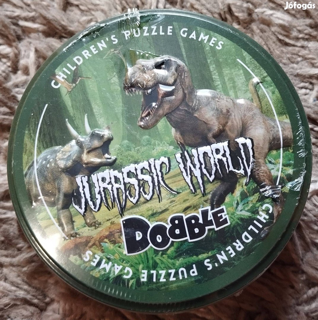 Új spot it / dobble kártyajáték fémdobozban jurassic world, dinó
