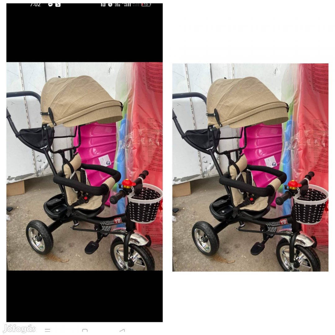 Új szülőkaros tricikli forgatható ülés biztonsági öves 