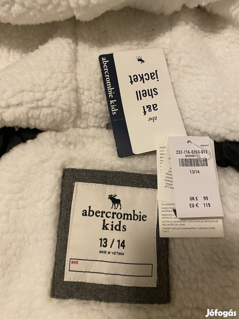 Új szürke kapucnis Abercrombie teli kabát