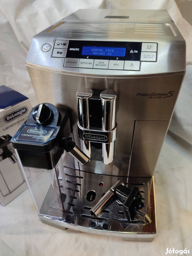 Új tejtartályos Delonghi Primadonna S Deluxe full automata kávéfőző