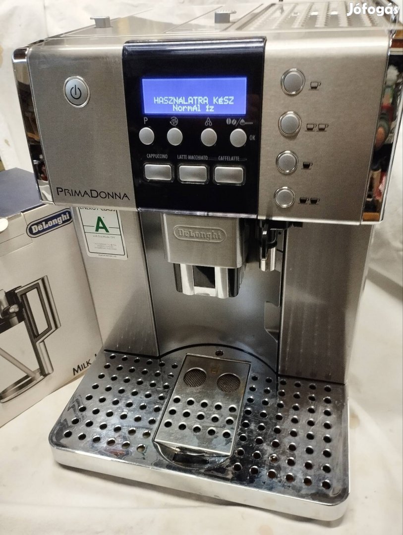 Új tejtartályos Delonghi Primadonna full automata kávéfőző