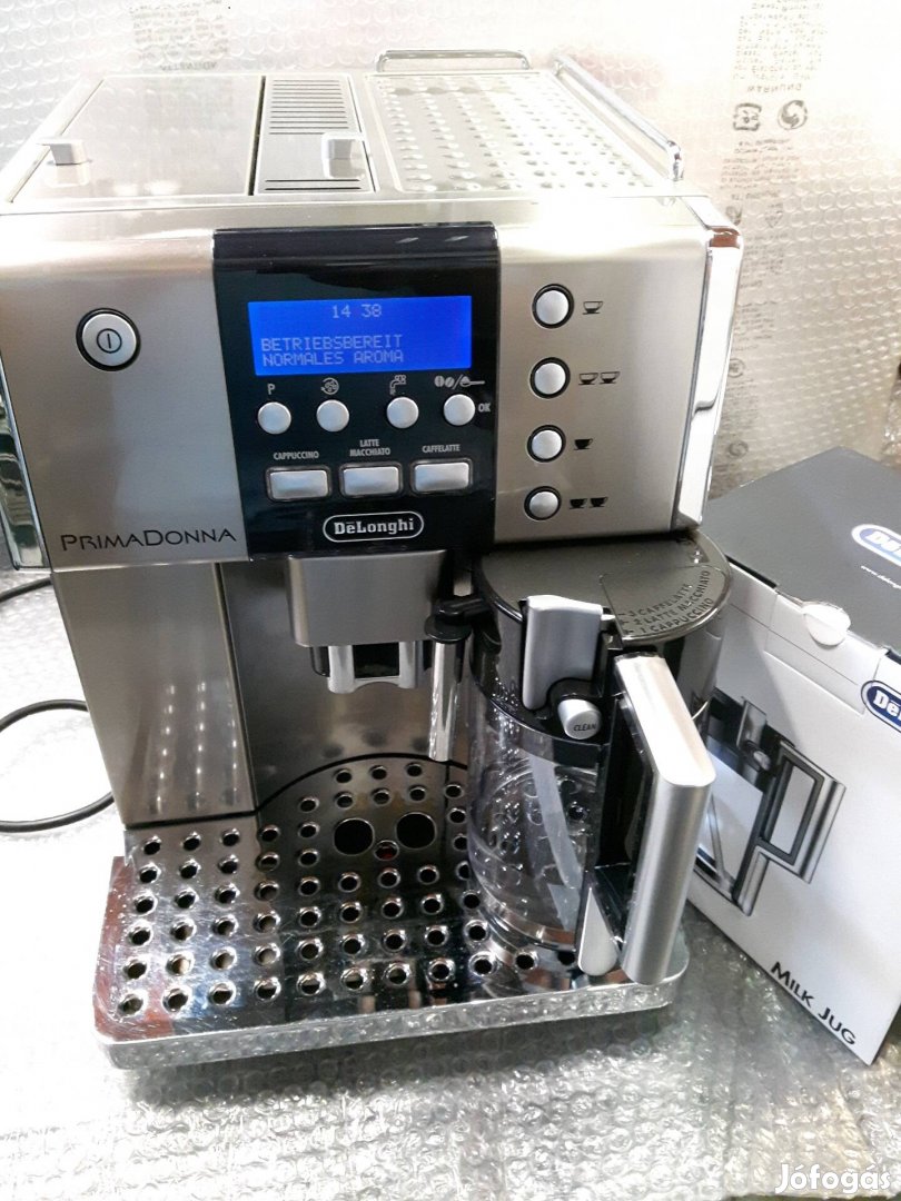 Új tejtartályos Delonghi Primadonna full automata kávéfőző