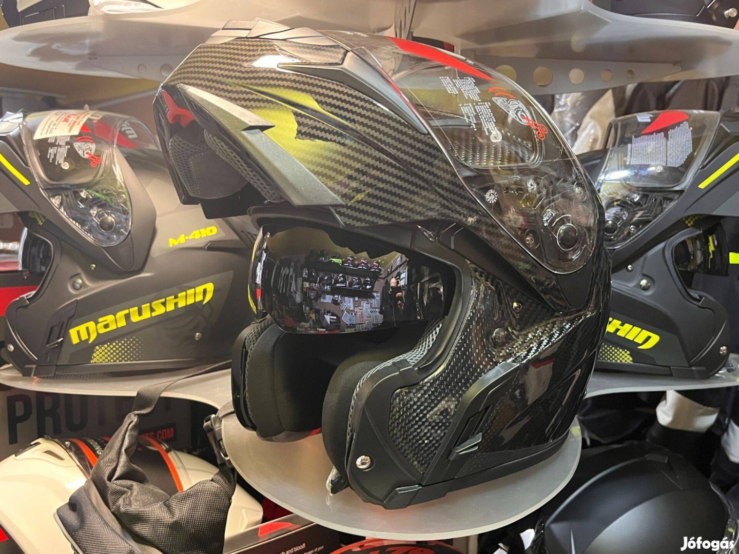 Új tesztgyőztes Japán Marushin Carbon felnyitható sisak akció