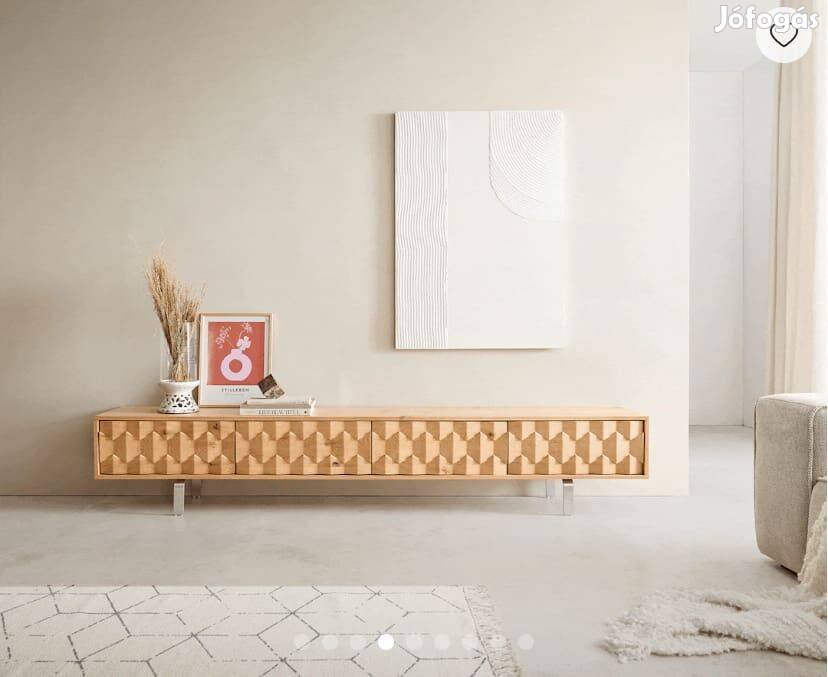 Új tölgyfa tölgy fa Tv állvány 3D design tároló 220 cm