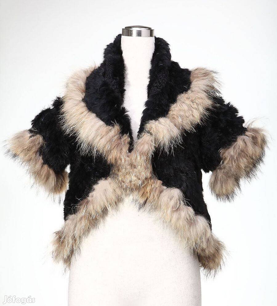 Új valódi szőrme kardigán boleró nyúlszőr, mosómedveszőr
