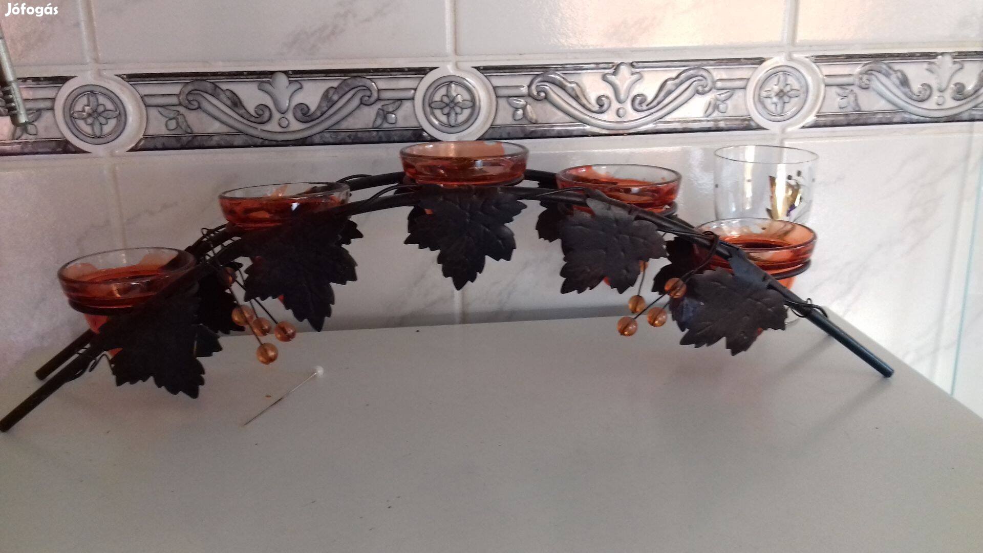 Új vas mécsestartó szőlő mintával hőálló üvegekkel