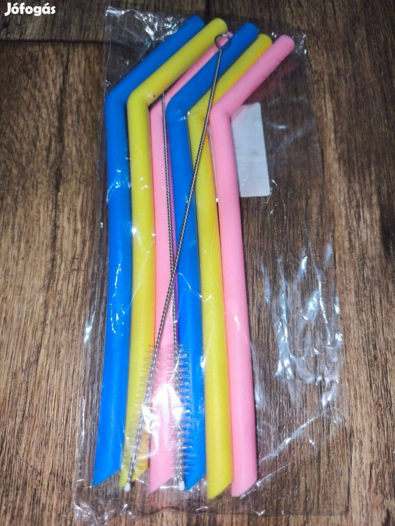 Új vastag szilikon szívószál - 6 db