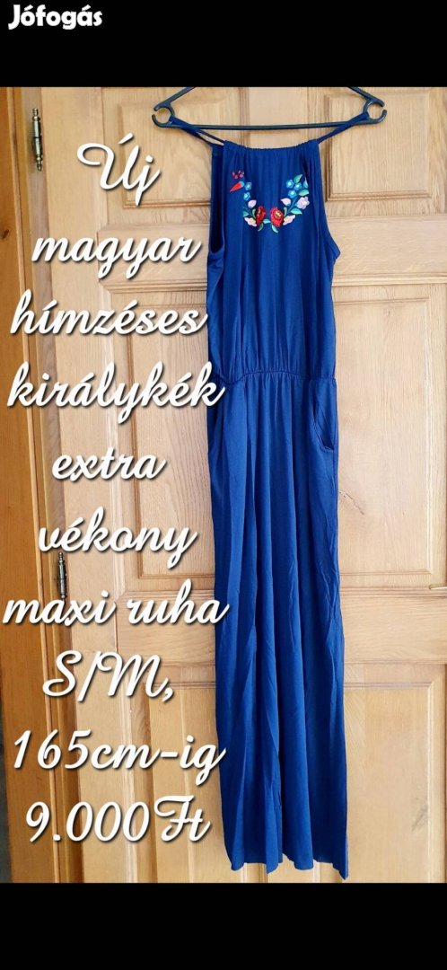 Új vékony puha kék maxi ruha S/M