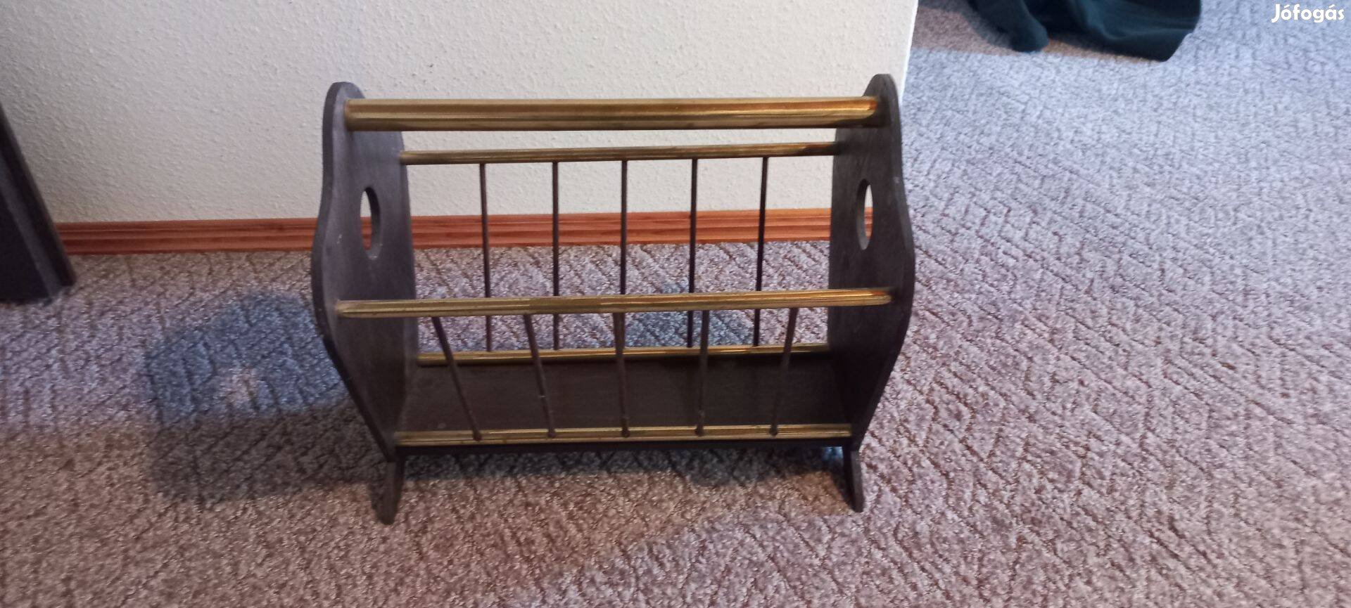 Újságtartó fa-fém retro