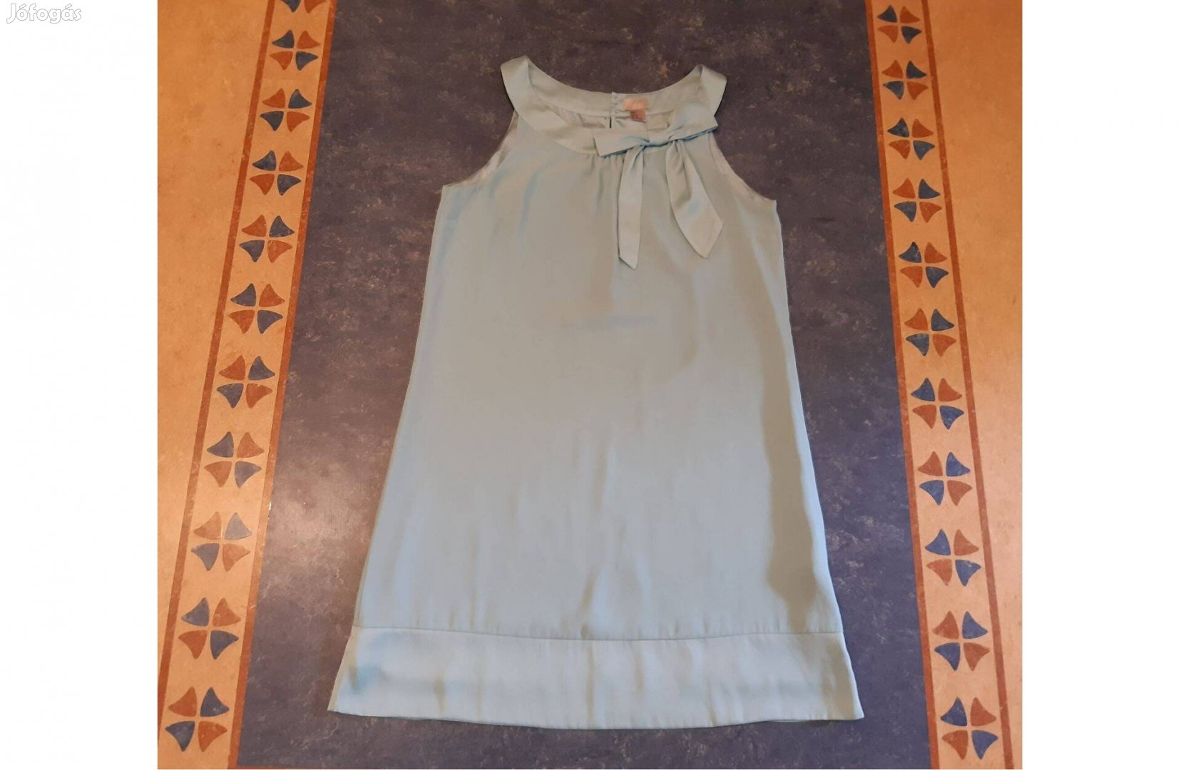 Újsz H&M türkiz csinos ujjatlan bélelt muszlin ruha - masnival - 38 40