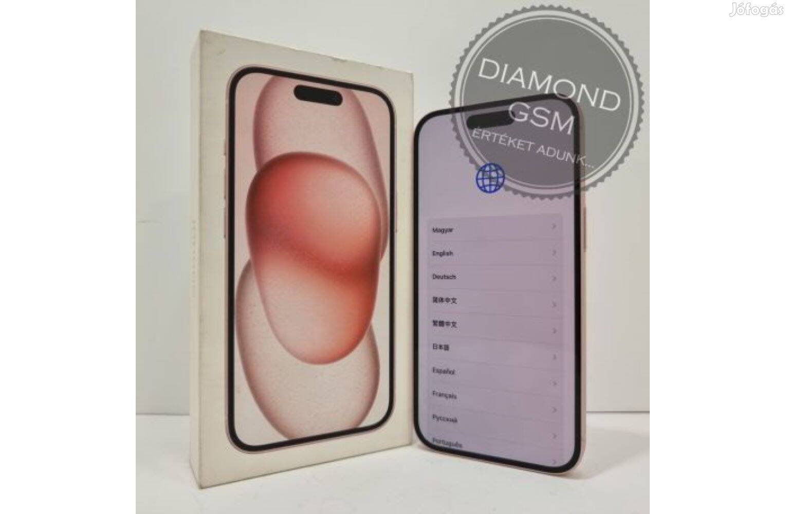 Újszerű Apple iphone 15 128 GB, Pink színben, vadonat új állapotban (