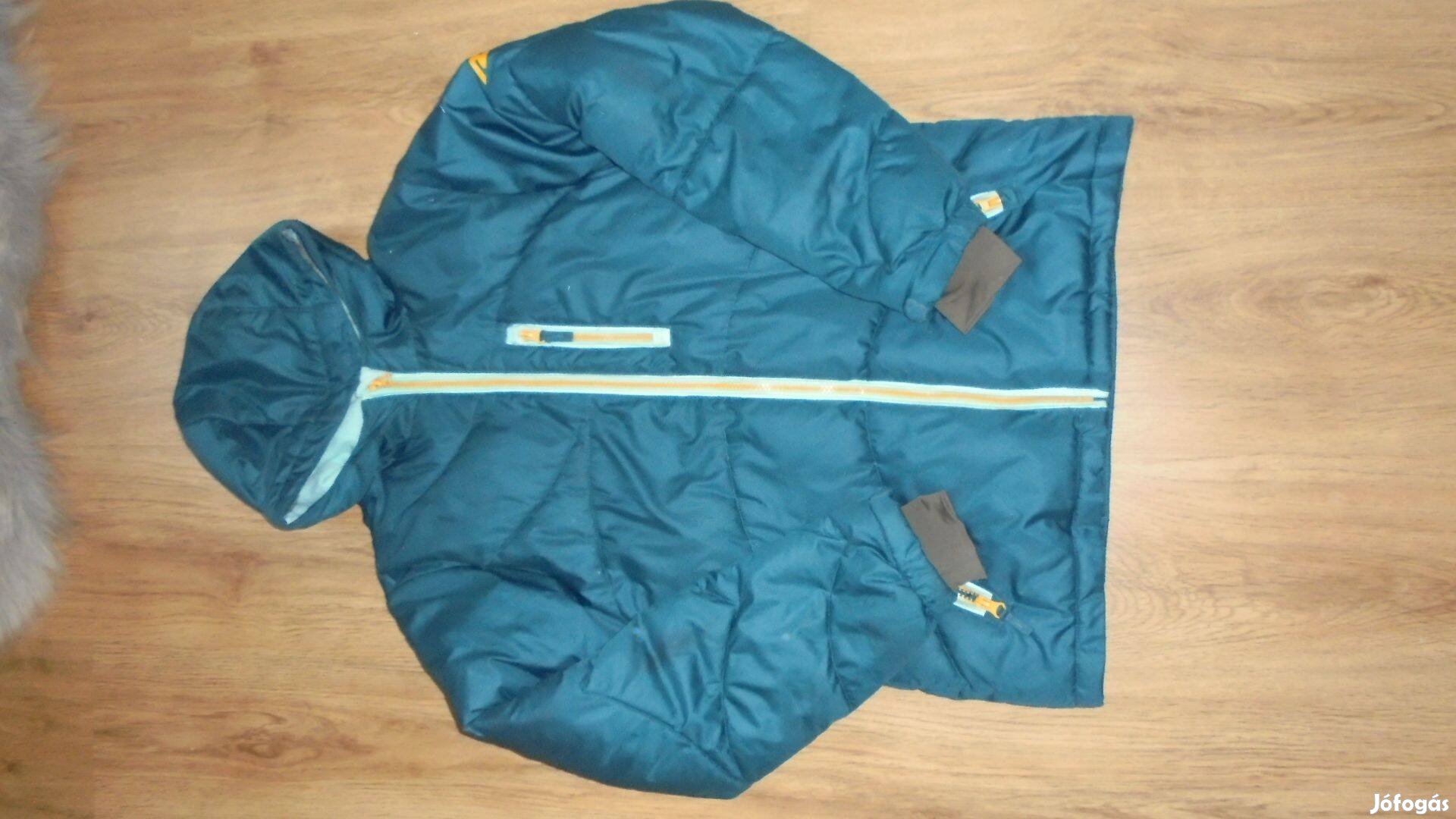 Újszerű C&A türkiz lányka téli kabát hófogóval - 146 - 152