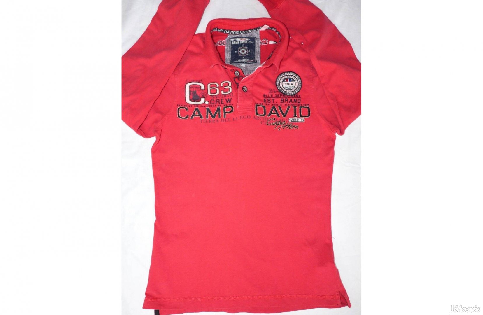 Újszerű Camp David Nautical piros póló (S/M)