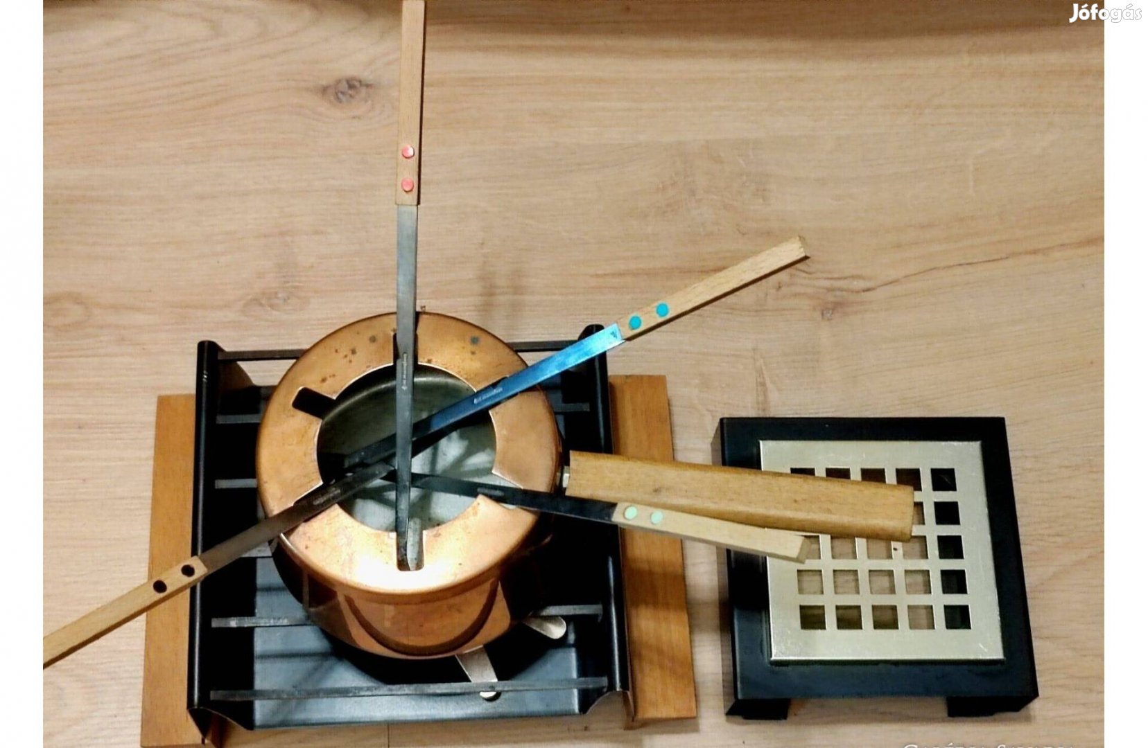 Újszerű Fondue készlet, vörösréz