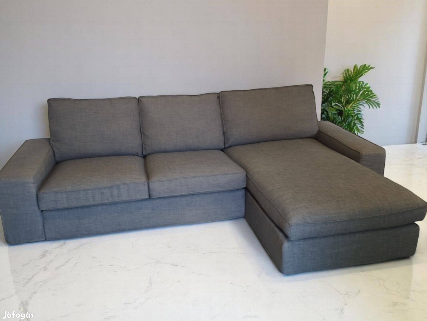 Újszerű IKEA Kivik 3sz. kanapé+fekvőfotel, Skiftebo Szürke