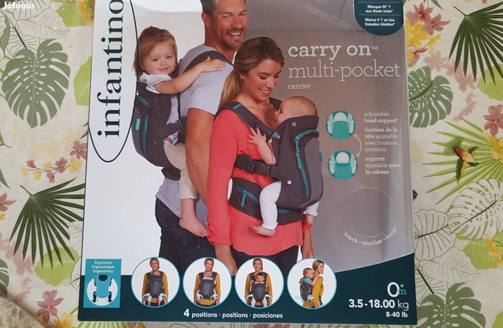 Újszerű Infantino Carry On Multi-Pocket kenguru babahordozó 3,5 -18 kg