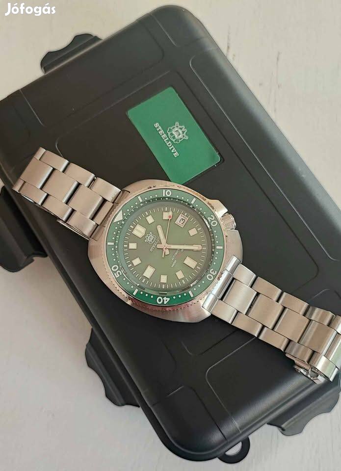 Újszerű Steeldive turtle diver zöld férfi automata óra karóra 200m