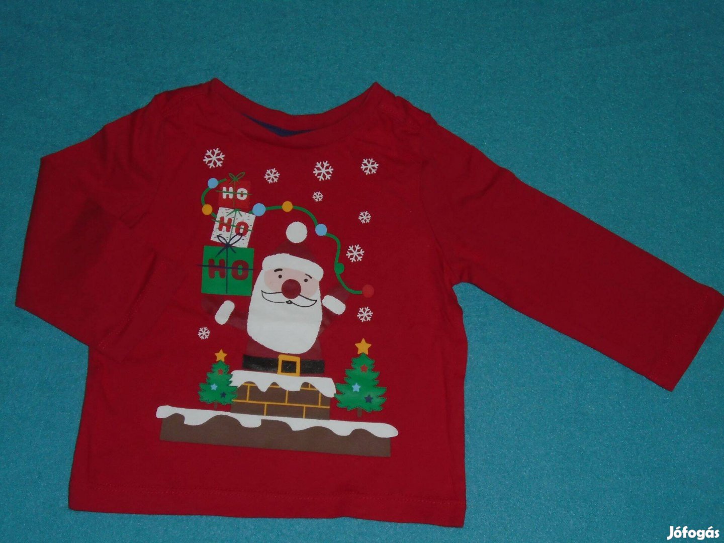 Újszerű Télapó mintás hosszú ujjú felső 9-12 hó méret 80