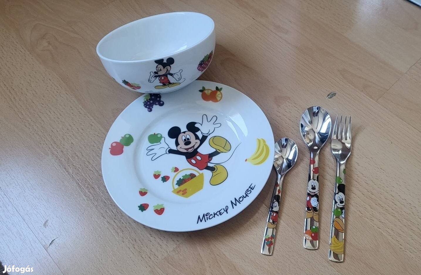 Újszerű WMF Mickey Mouse gyerek étkészlet tányér tál kanál