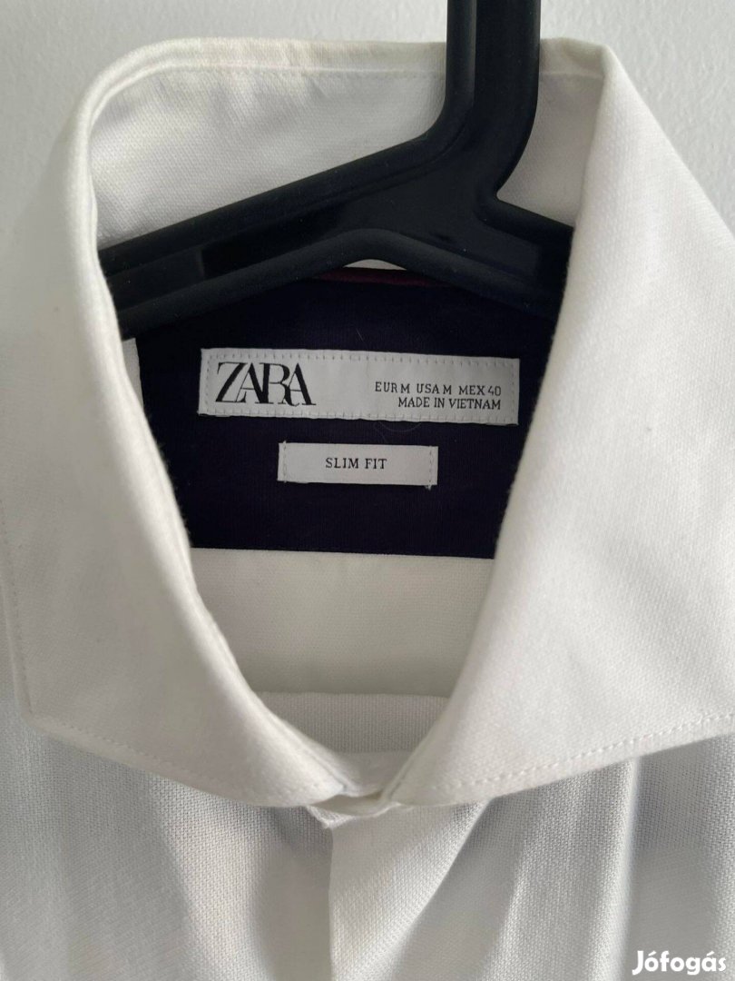 Újszerű Zara Man slim fit fehér hosszú ujjú férfi ing M-es méretben