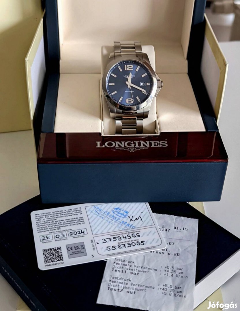 Újszerű állapotú, eredeti Longines L3.759.4.96.6 - Conquest karóra