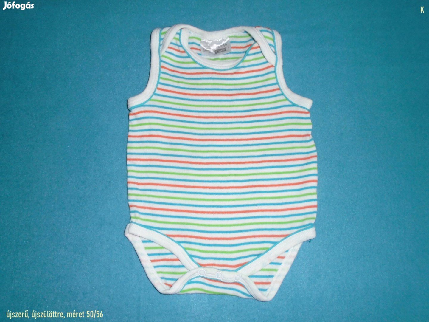 Újszerű csíkos ujjatlan body újszülöttre méret 50 56
