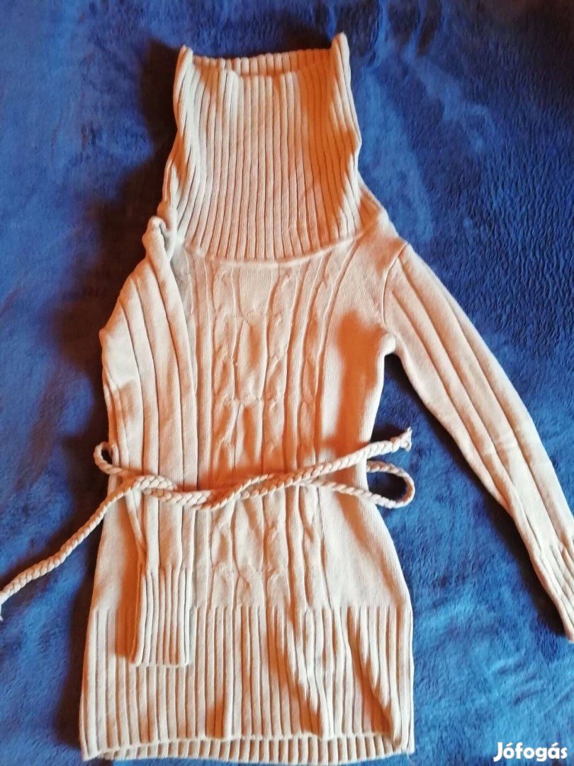 Újszerű divatos kötött női pulóver bézs színben M/L méret