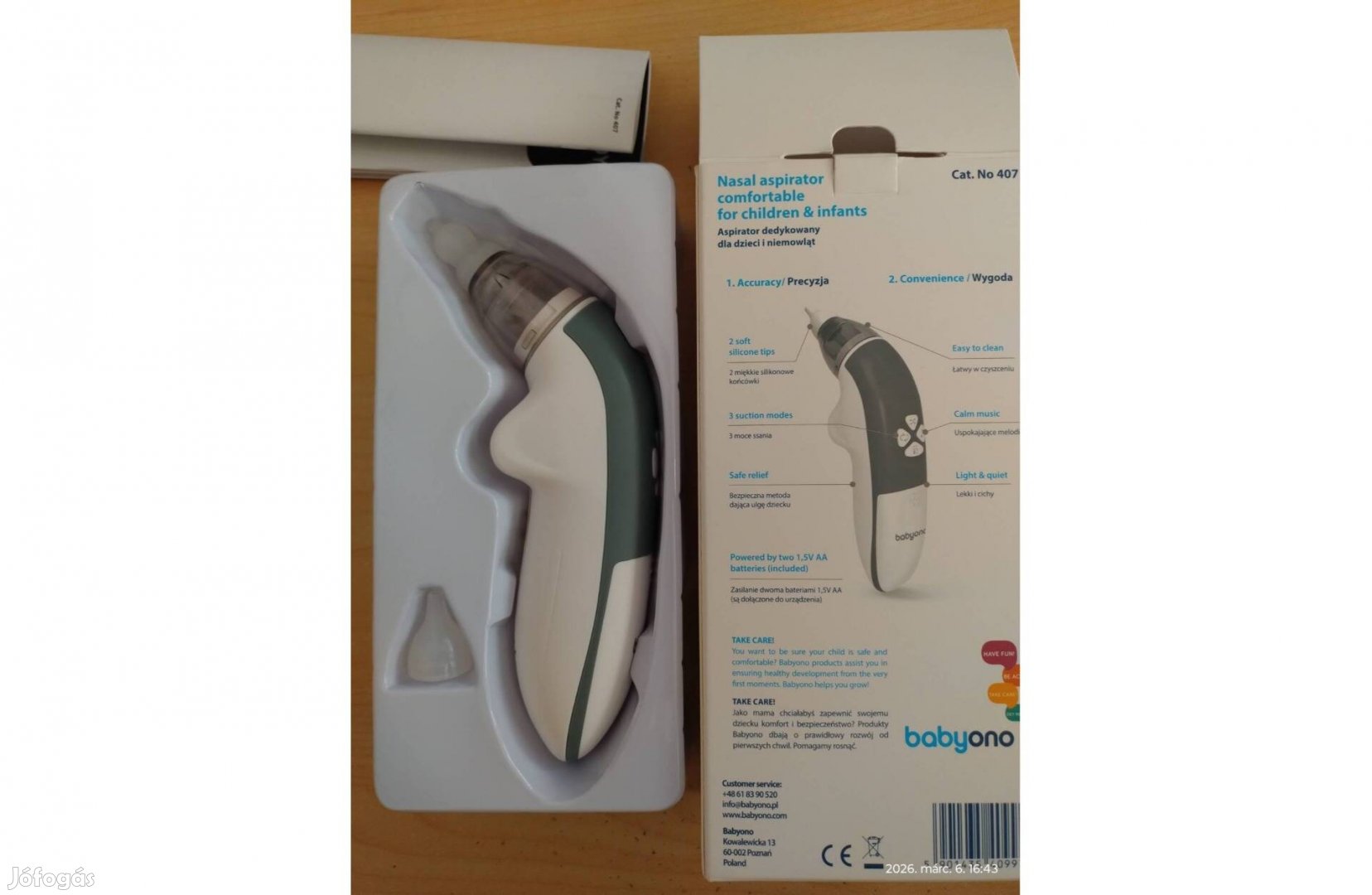 Újszerű elemes Baby Ono babyono zenélő elektromos orrszívó