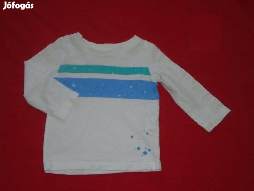 Újszerű fehér és kék hosszú ujjú felső 3-6 hó méret 68