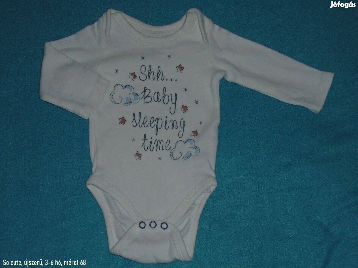 Újszerű fehér és mintás hosszú ujjú body 3-6 hó méret 68