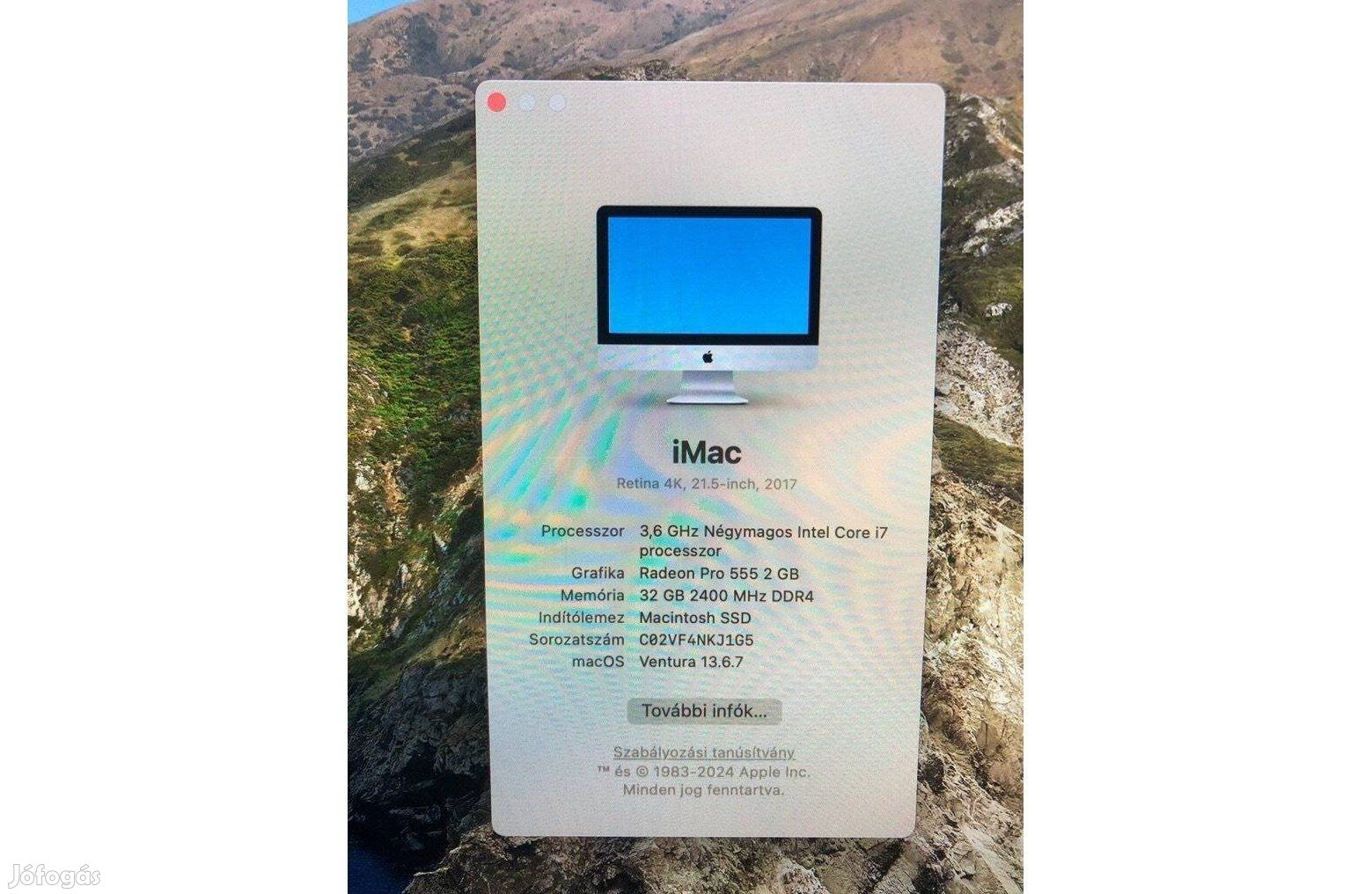 Újszerű imac (Retina 4K, 21,5 Zoll, 2017) eladó !