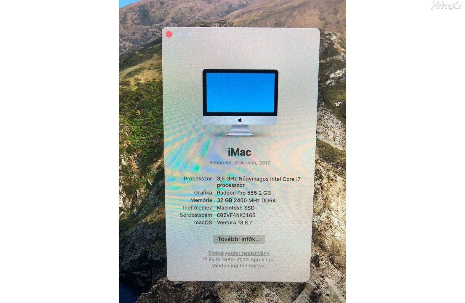 Újszerű imac (Retina 4K, 21,5 Zoll, 2017) eladó !