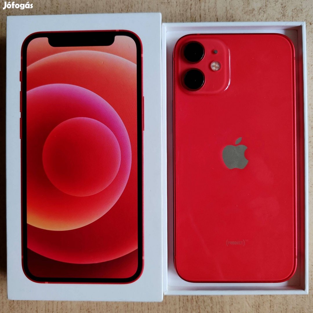 Újszerű iphone 12 Mini 64gb Red Product 3 hónap garancia esim 84%