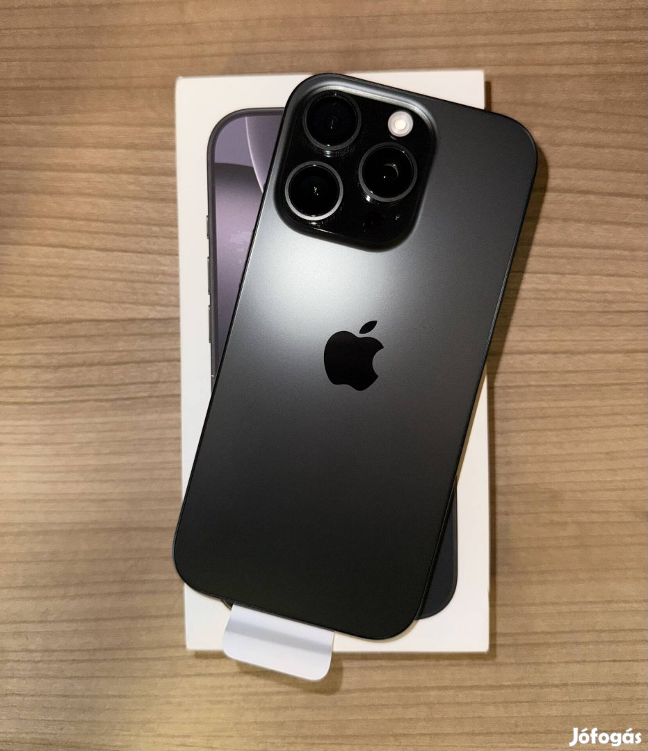 Újszerű iphone 16 Pro 128 GB Black Titanium Garancia: 2025.10.08.