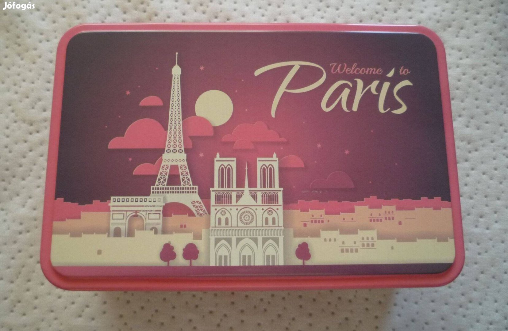Újszerű kekszes doboz Welcome to Paris" felirattal