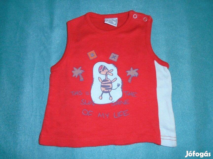 Újszerű piros állat mintás ujjatlan póló 6-9 hó méret 68 74