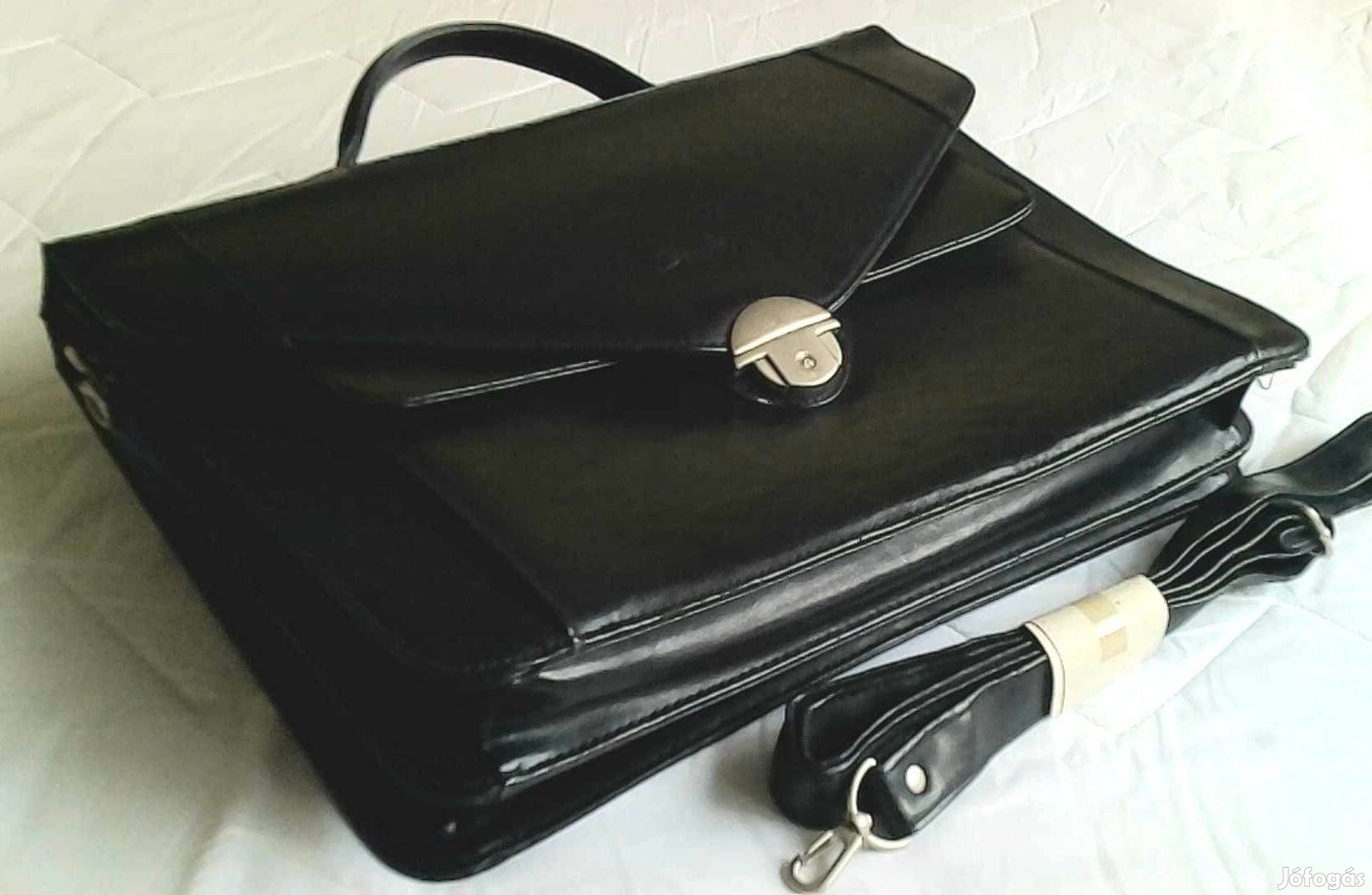 Újszerű valódi bőr Sanchez fekete aktatáska 38 x 28