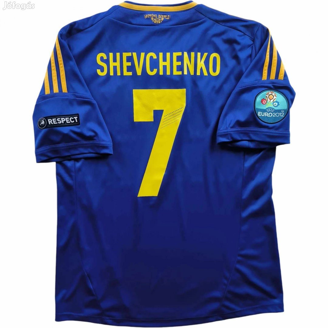 Ukrajna 2012-14 Adidas vendég Andriy Shevchenko foci mez L-es