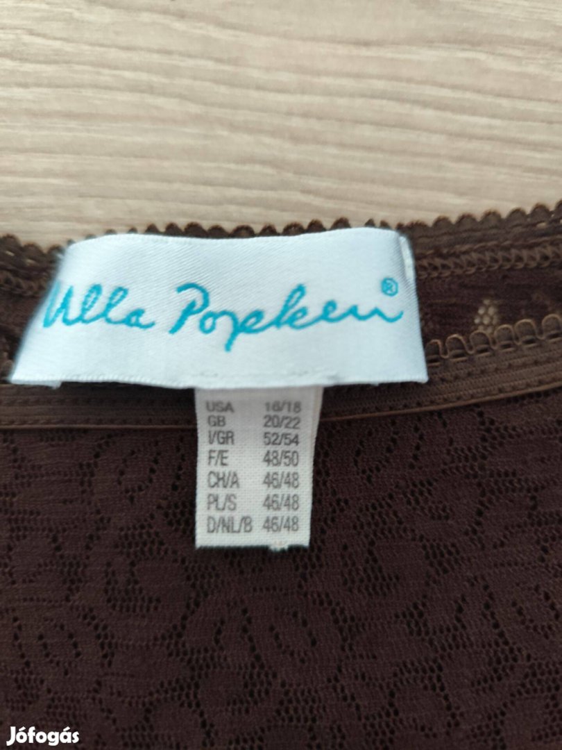 Ulla Popken sötétbarna rugalmas csipkés anyagú top, atléta,