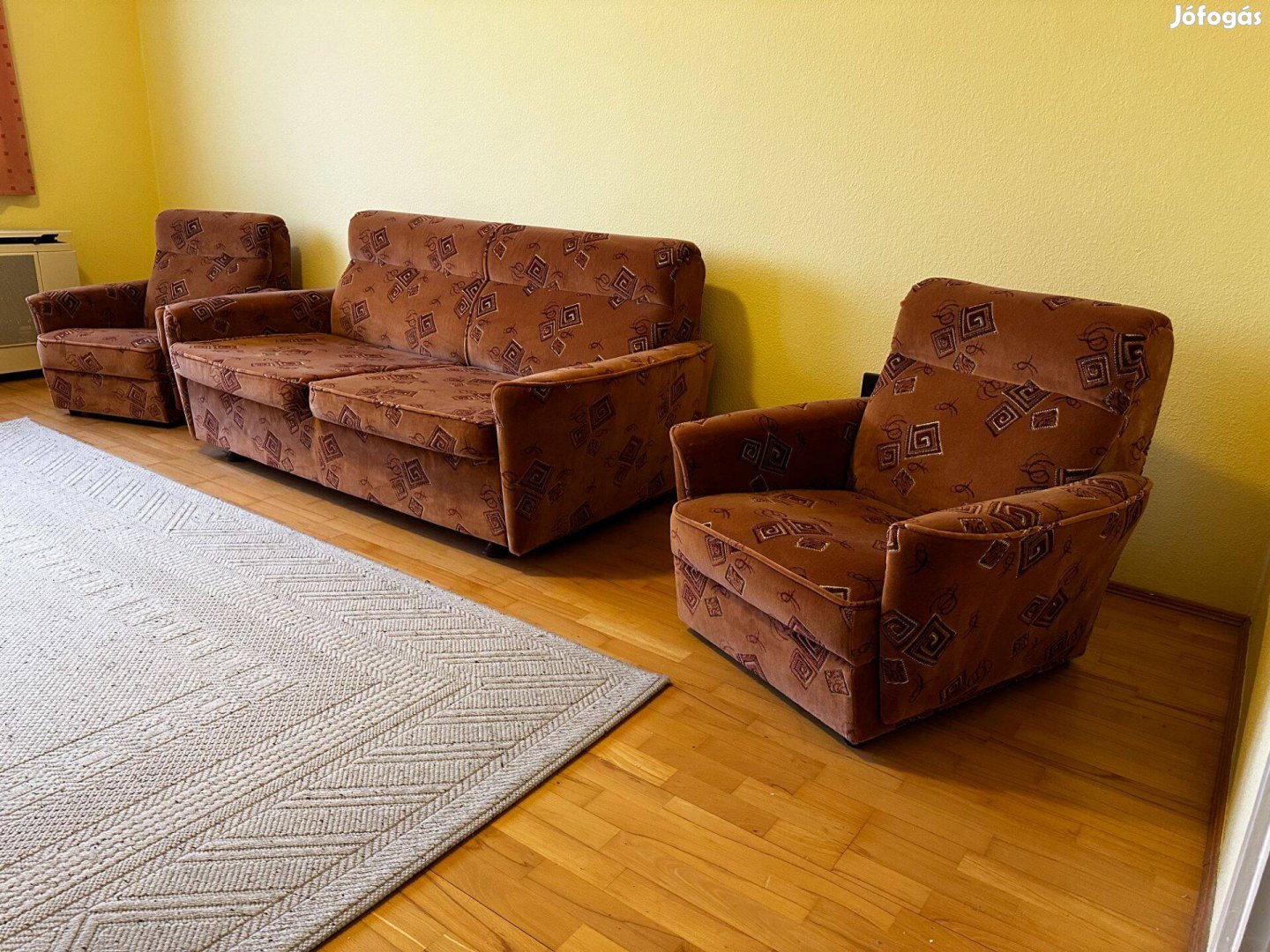 Ülőgarnitúra, ágyazható kanapé két fotellel