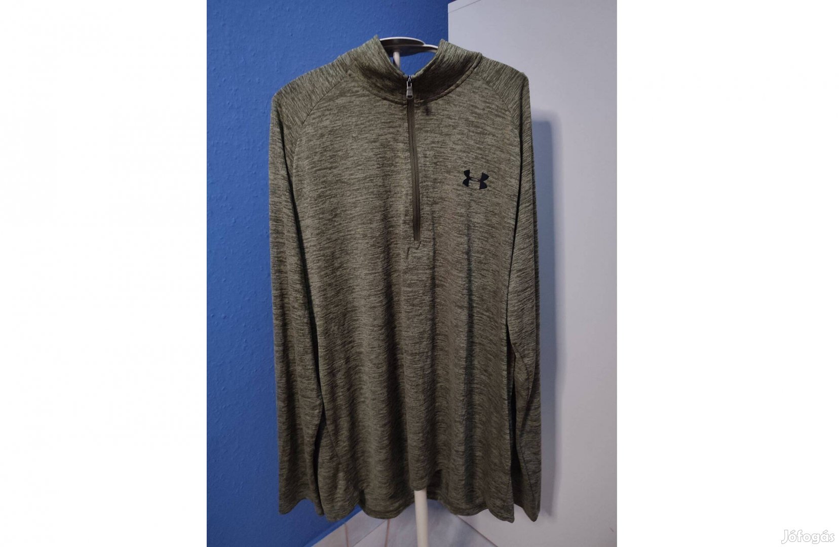 Under Armour cipzáras nyakú sötétzöld hosszú ujjú felső (L)