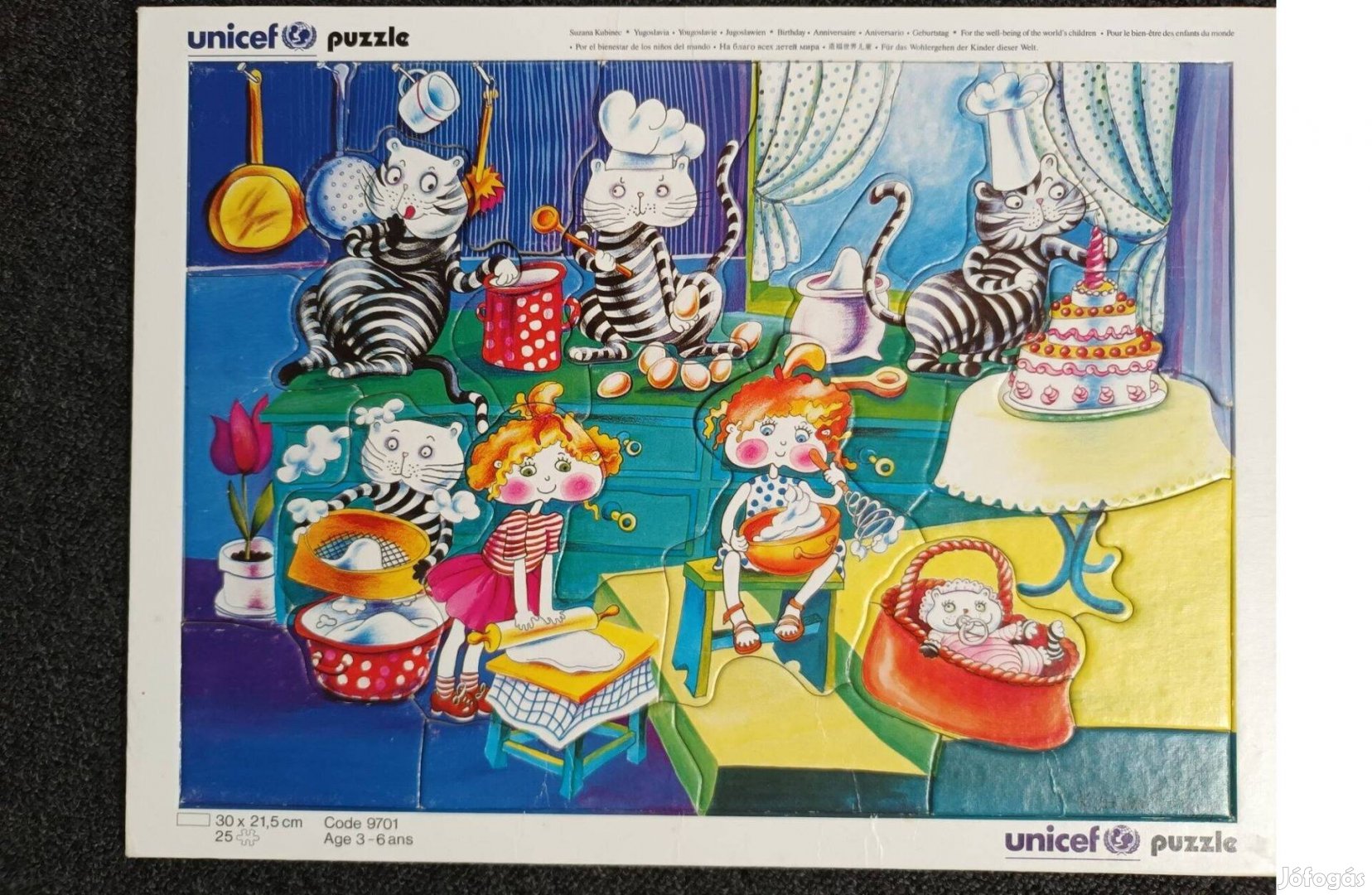 Unicef főzős macskás szép állapotú kirakó, puzzle