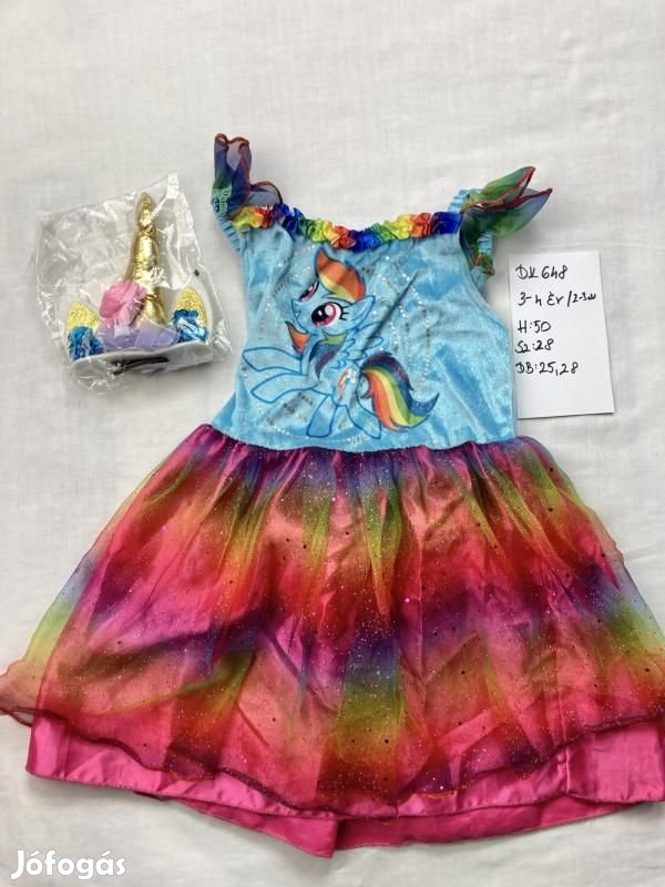Unikornis jelmez, póni jelmez, Rainbow Dash jelmez DK648
