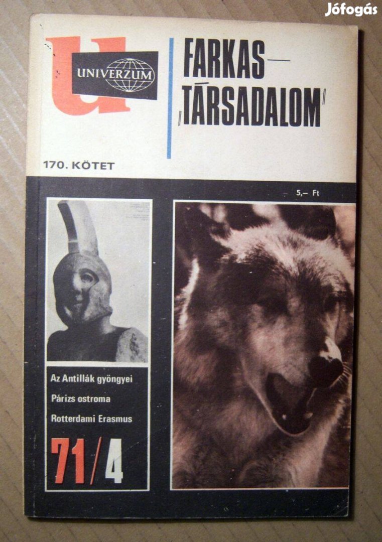 Univerzum 1971/4 (170.kötet) Farkas Társadalom (6kép+tartalom)