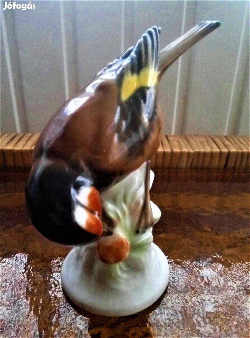 Unterweissbach porcelán tengelic madár, hibátlan