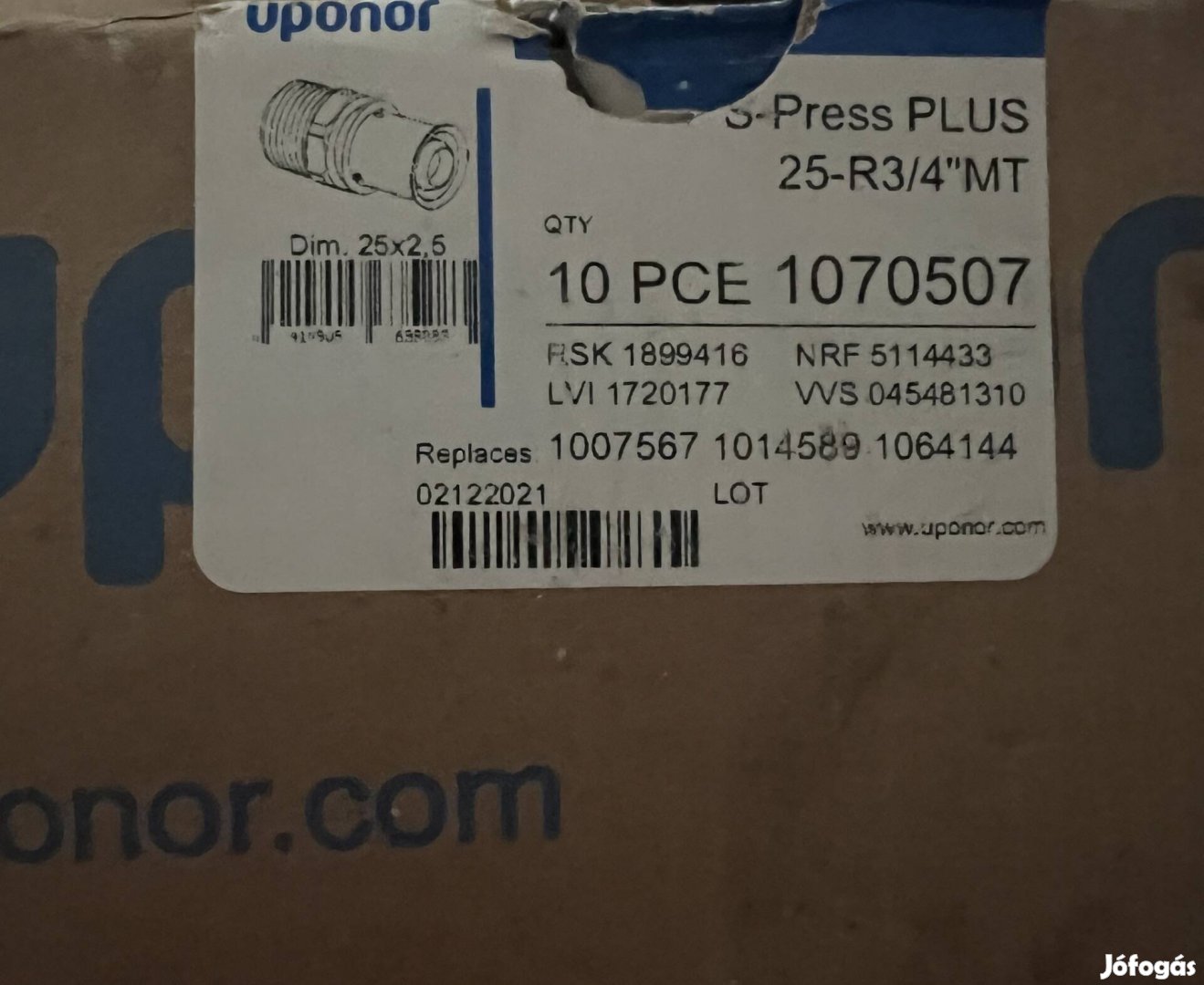 Uponor S-press Plus 25-3/4"KM 10db